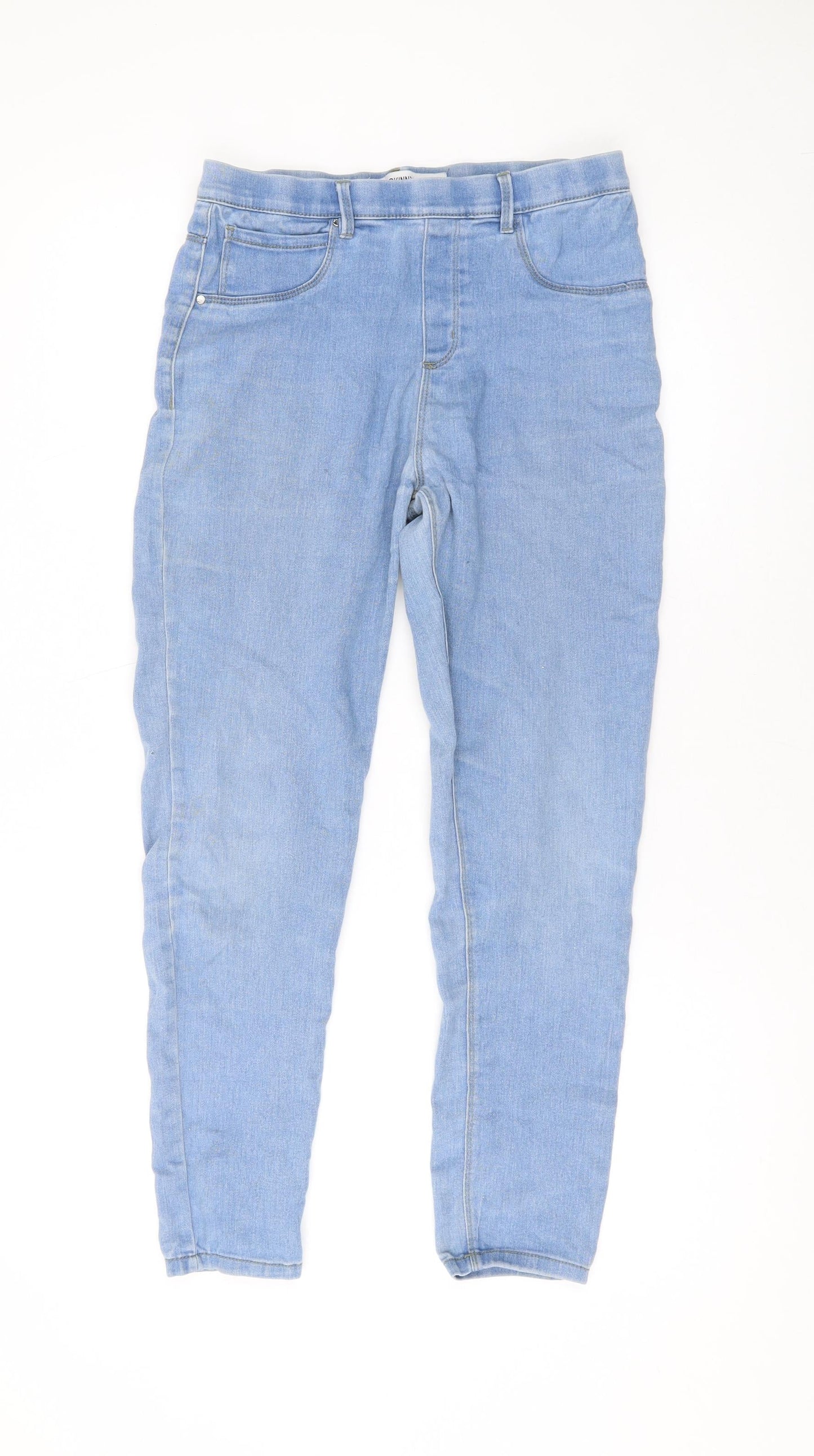 Denim & Co. Girls Blue Cotton Jegging Jeans Size 13-14 Years L25 in Regular Pullover