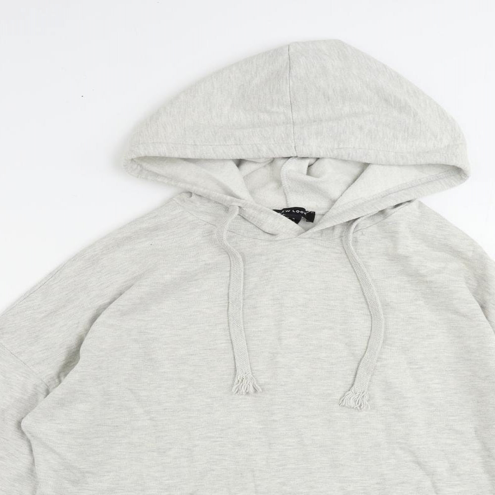 New Look Womens Grey Cotton Pullover Hoodie Size S Pullover - Oversized