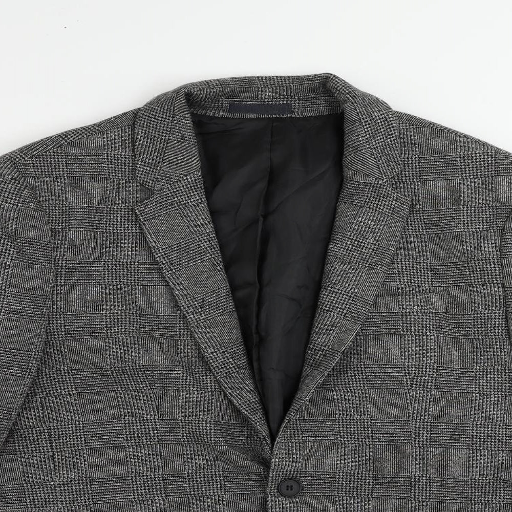River Island Mens Grey Plaid Polyester Jacket Blazer Size 40 Regular