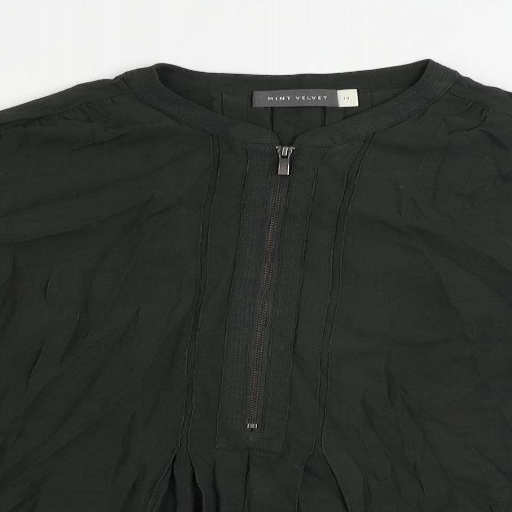 Mint Velvet Womens Green Viscose Basic Blouse Size 14 Round Neck