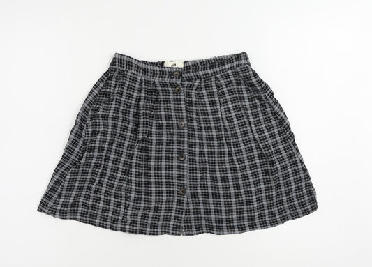Urban renewal Womens Grey Plaid Viscose Mini Skirt Size S Button - Pockets
