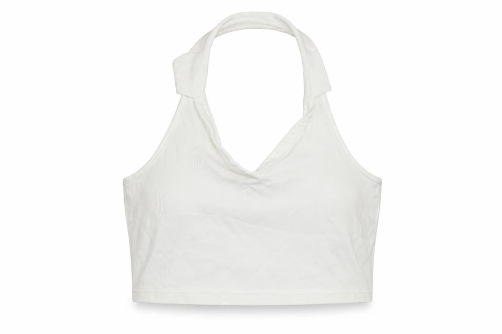 Divided by H&M Womens White Cotton Cropped Tank Size M Halter - Backless