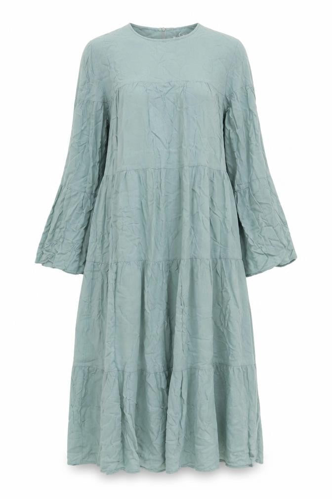 Benin Style Womens Green Viscose A-Line Size 10 Round Neck Zip