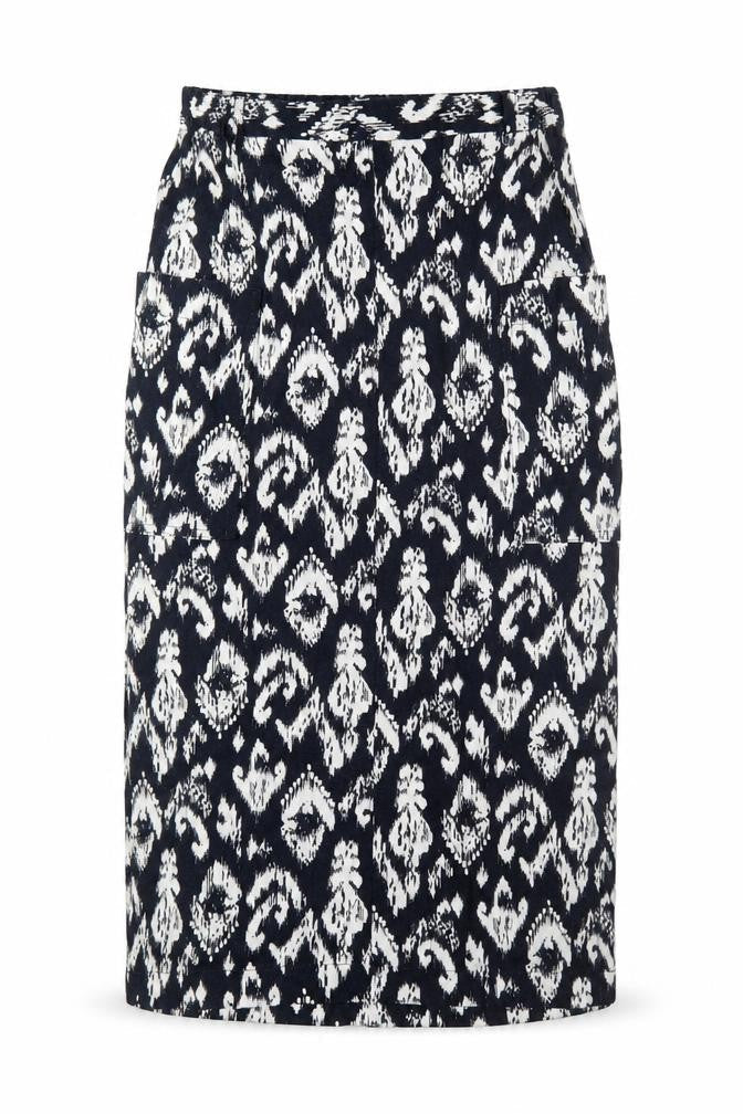 Marks and Spencer Womens Blue Geometric Linen A-Line Skirt Size 10