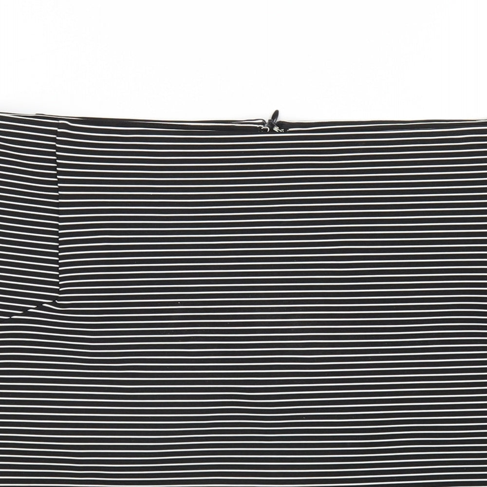 Topshop Womens Black Striped Polyester A-Line Skirt Size 12 Zip