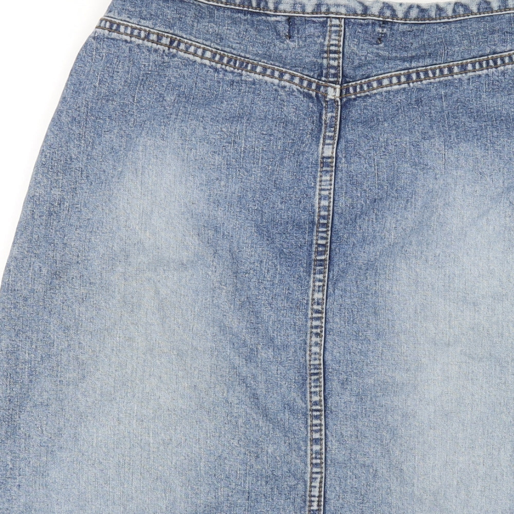 Only Womens Blue Cotton A-Line Skirt Size 8 Zip