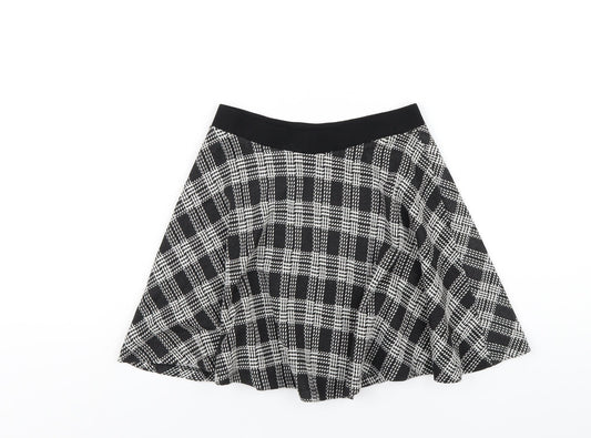 Topshop Womens Black Plaid Viscose A-Line Skirt Size 6