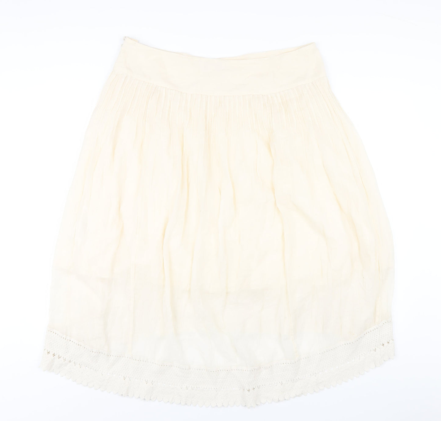 Monsoon Womens Ivory Cotton A-Line Skirt Size 14 Button