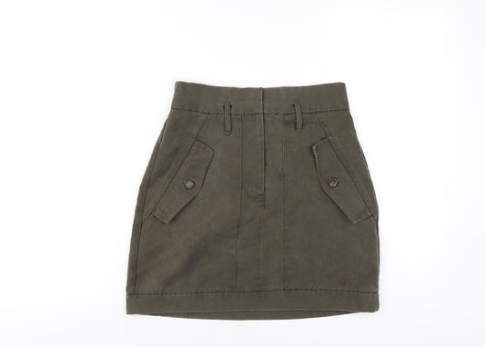 ASOS Womens Green Lyocell A-Line Skirt Size 10 Zip