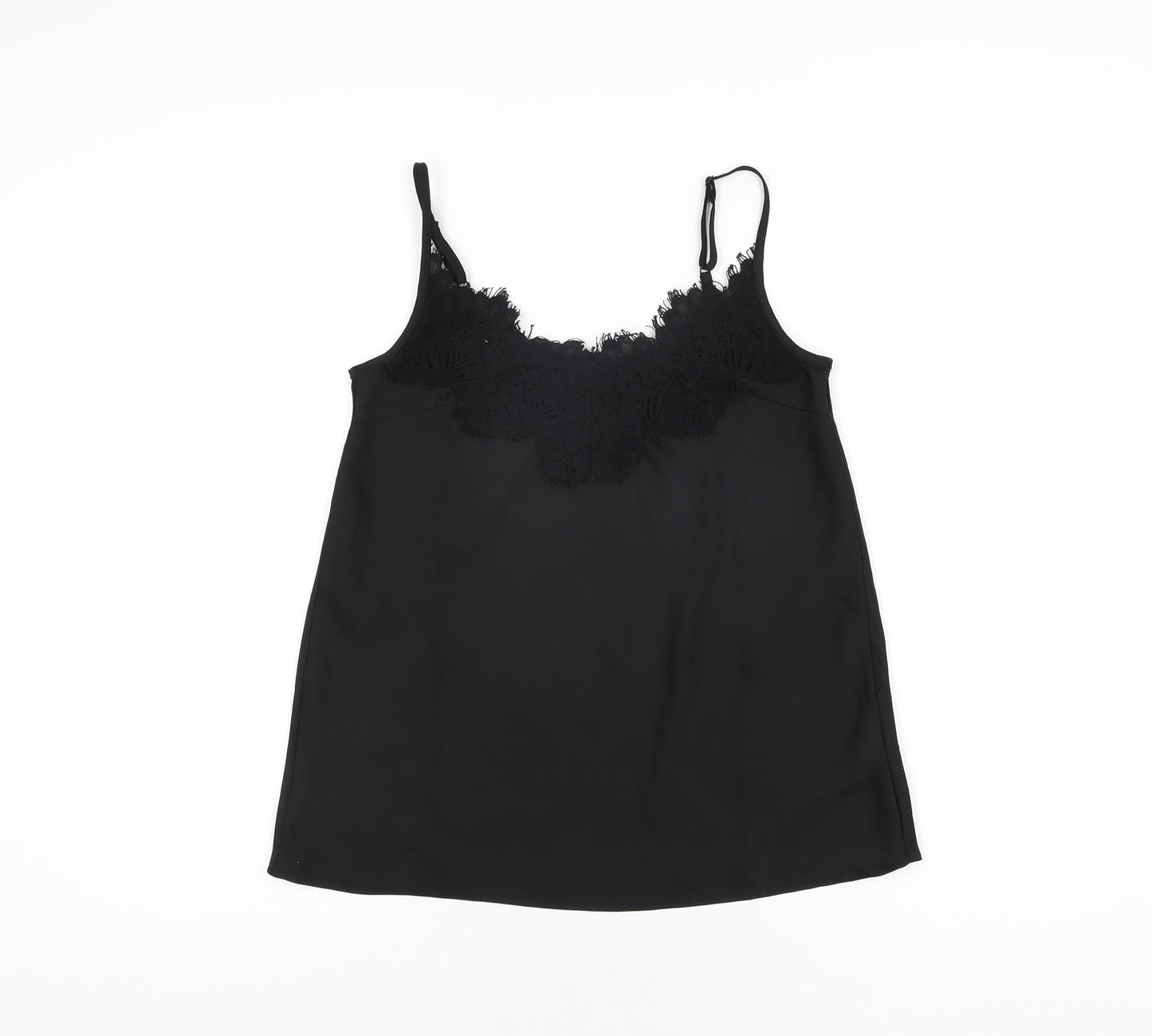 Missguided Womens Black Polyester Camisole T-Shirt Size 4 V-Neck