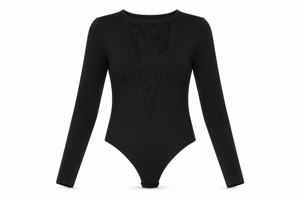 Boohoo Womens Black Viscose Bodysuit One-Piece Size 8 Snap