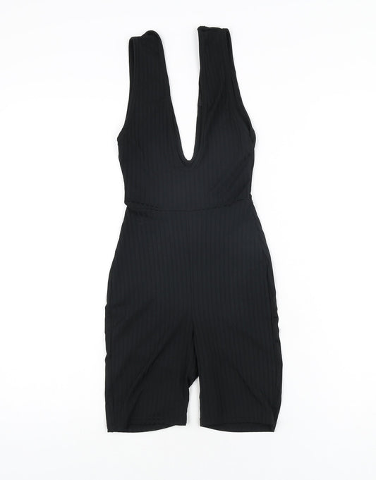 PRETTYLITTLETHING Womens Black Polyester Playsuit One-Piece Size 6 L6 in Pullover