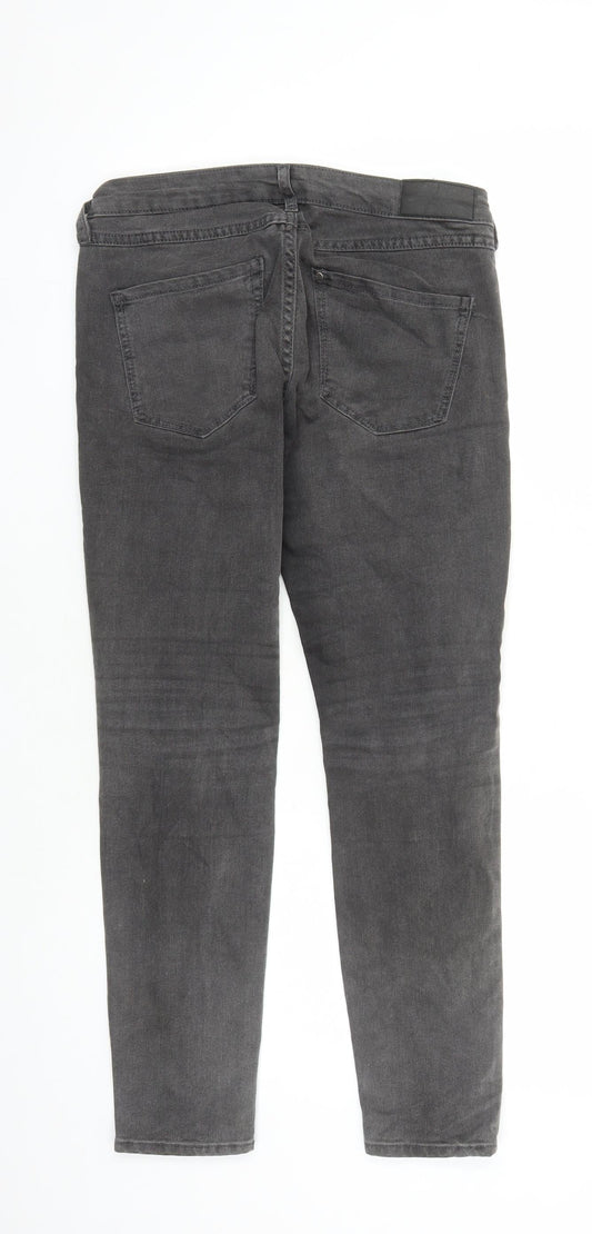 H&M Womens Grey Cotton Skinny Jeans Size 30 in L26 in Regular Zip - Super Skinny Low Waist Short Leg