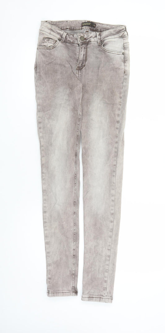 Supertrash Womens Grey Cotton Skinny Jeans Size 28 in L31 in Regular Zip - Pockets