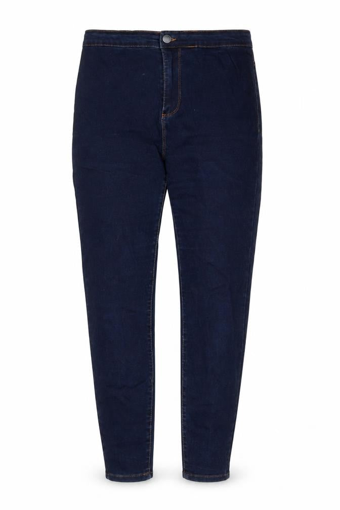 Front view of Denim & Co. women’s blue cotton skinny jeans, size UK 14, 26-inch leg regular zip - sh