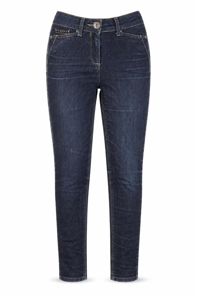 River Island Womens Blue Cotton Straight Jeans Size 8 L27 in Regular Zip - Studded Detail On Pocket