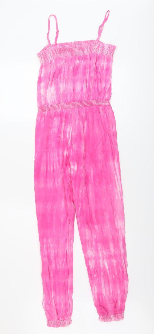 Monsoon Girls Pink Viscose Jumpsuit One-Piece Size 12-13 Years Pullover