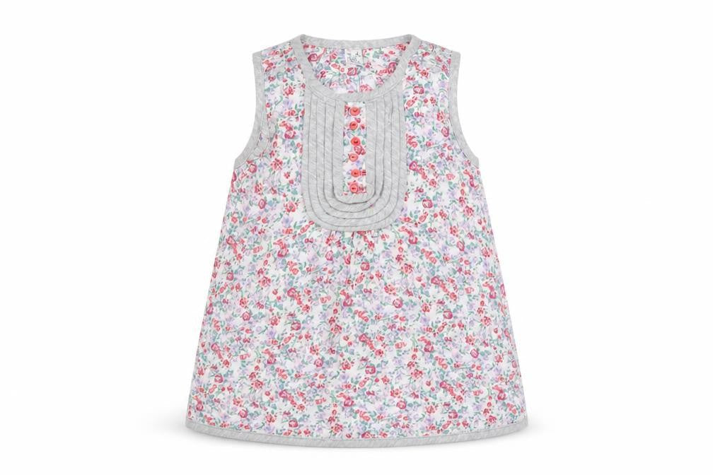 Front view of Zra girls’ multicoloured floral polyester basic tank, size 5-6, years round neck button