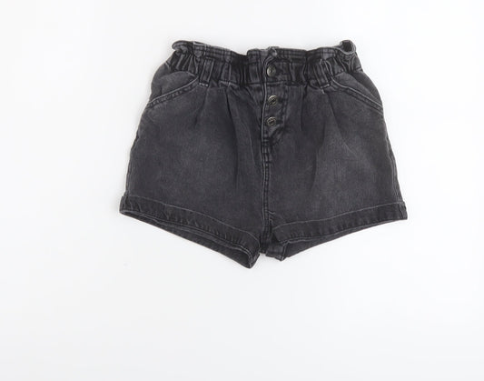 TU Girls Grey Cotton Paperbag Shorts Size 9 Years Regular Zip
