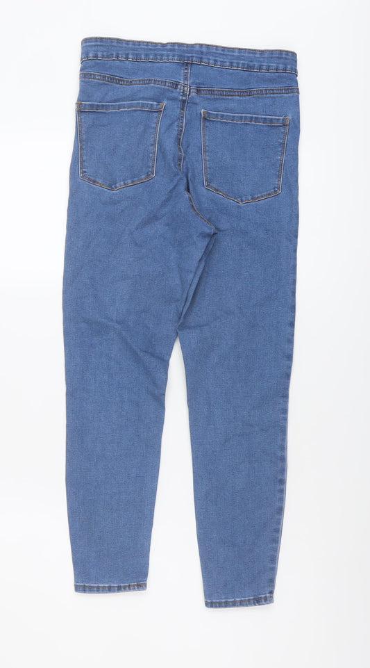 Denim & Co. Womens Blue Cotton Skinny Jeans Size 12 L24 in Regular Button