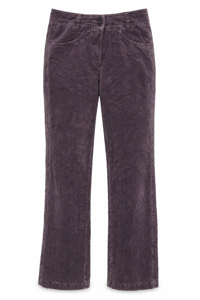 GINA B Womens Purple Cotton Trousers Size 10 L32 in Regular Zip - Pockets