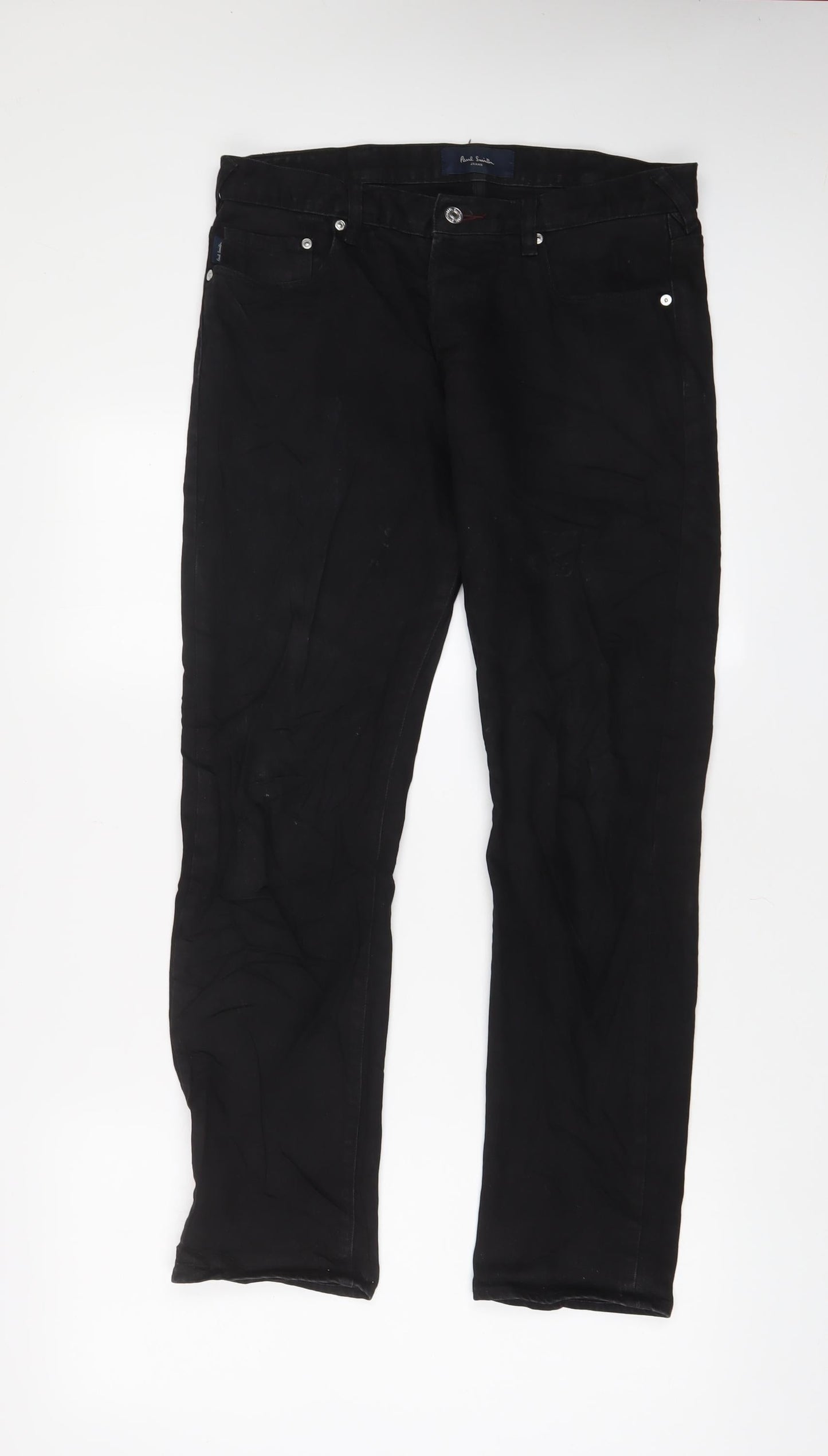 pauls Mens Black Cotton Straight Jeans Size 30 in L30 in Regular Zip
