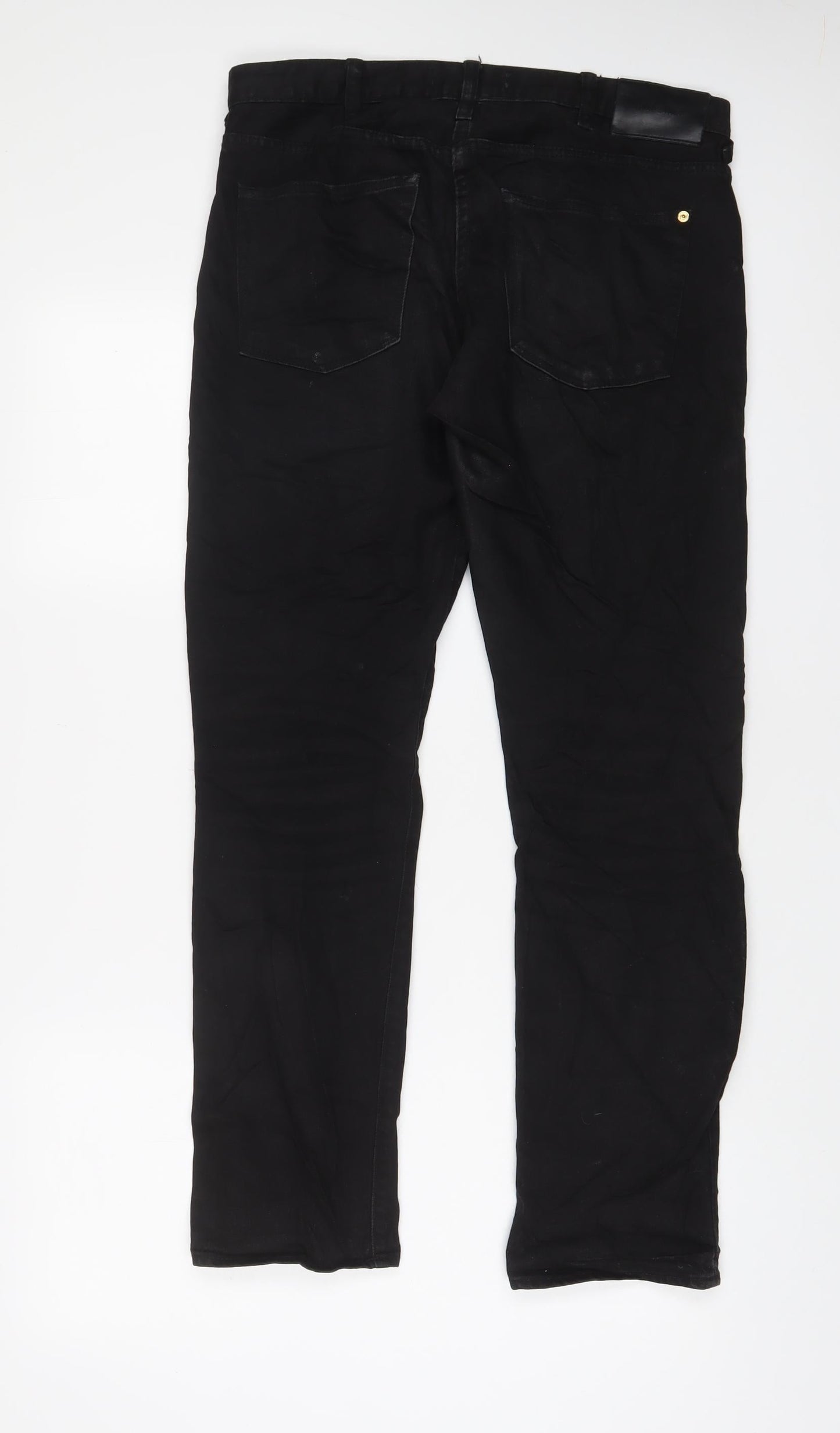 pauls Mens Black Cotton Straight Jeans Size 30 in L30 in Regular Zip