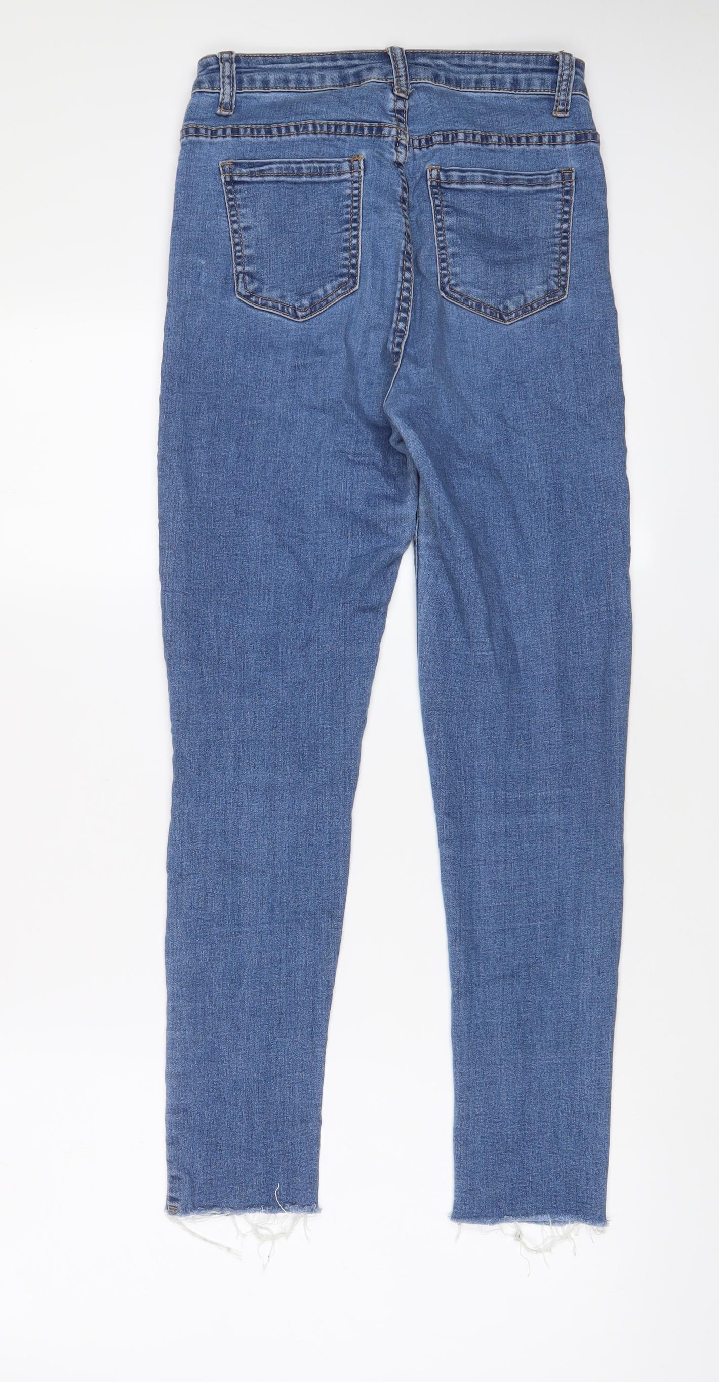 MOMOKROM Womens Blue Cotton Skinny Jeans Size 8 L28 in Regular Zip - Pockets