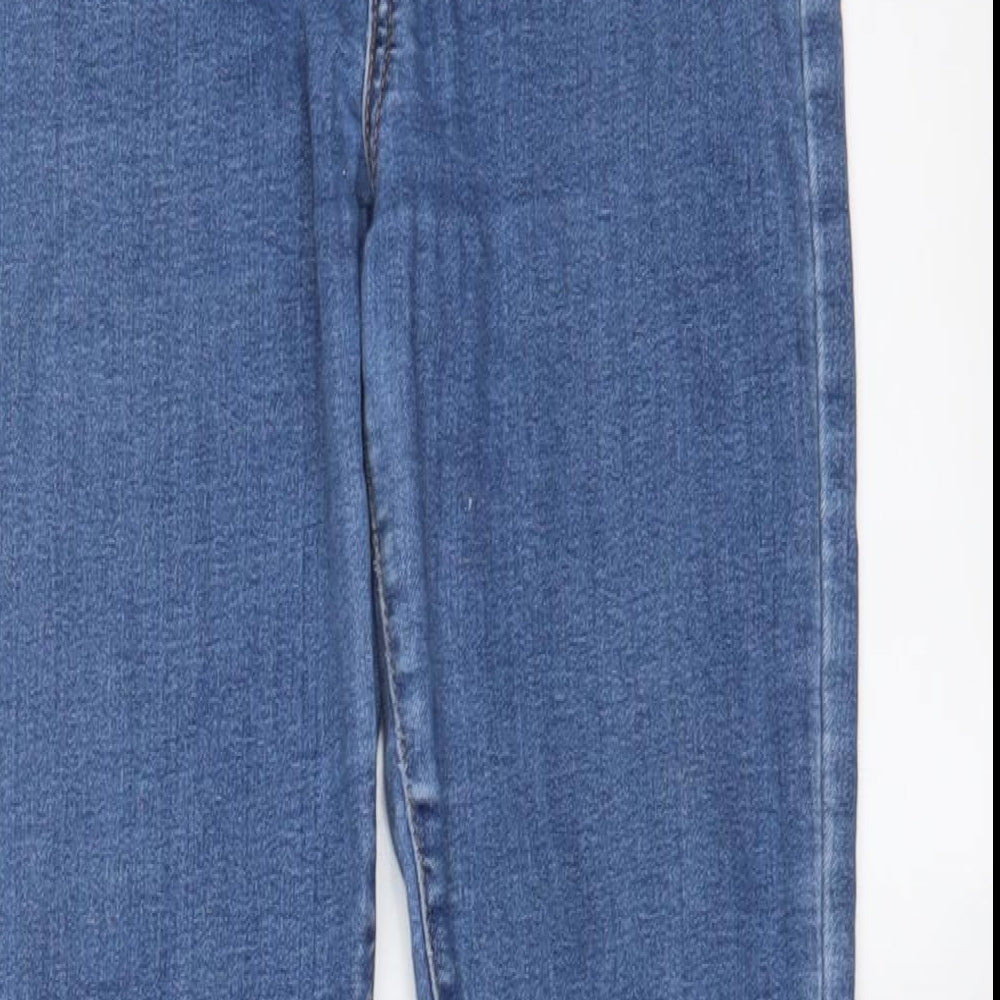 MOMOKROM Womens Blue Cotton Skinny Jeans Size 8 L28 in Regular Zip - Pockets