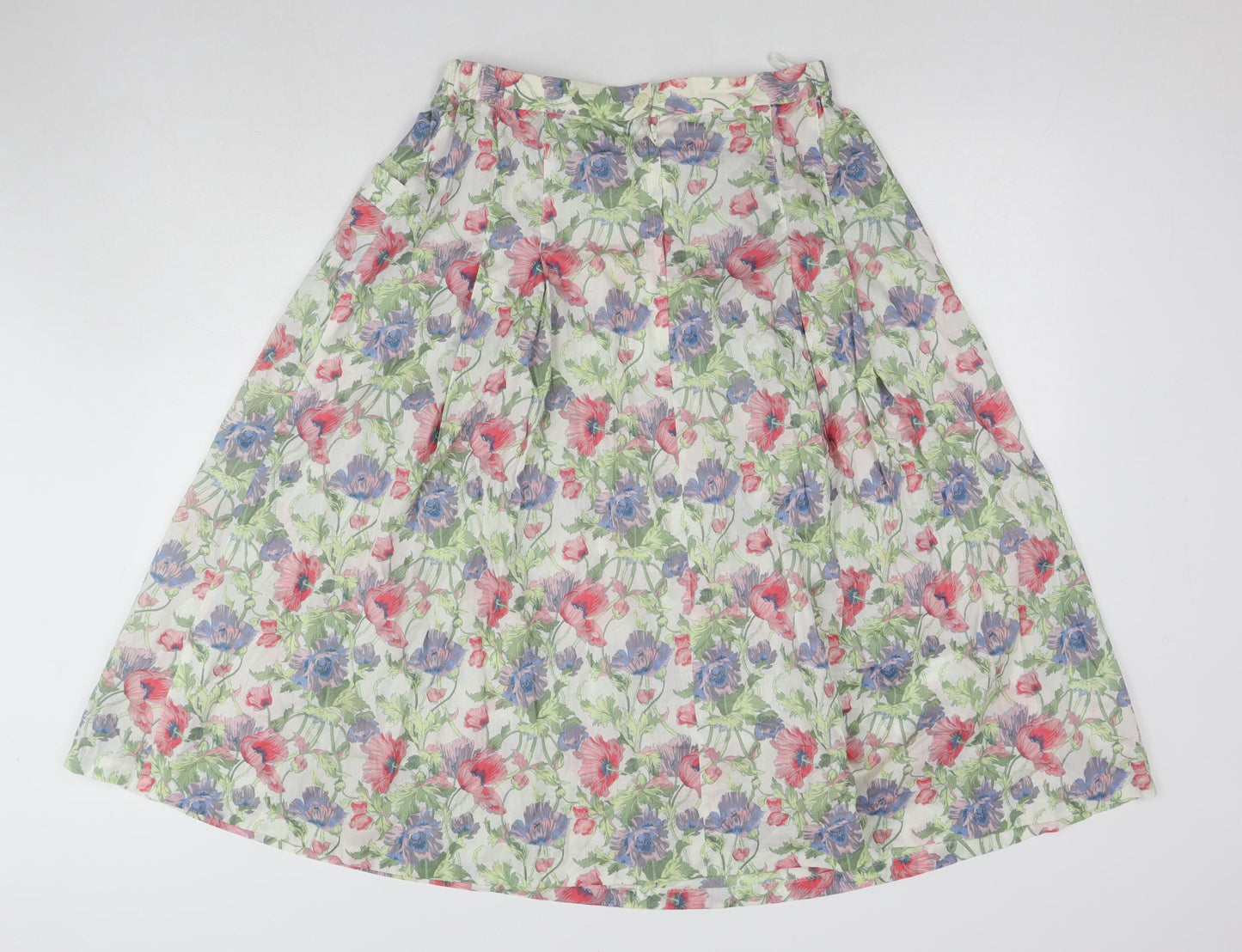 Orgin Womens Multicoloured Floral Cotton A-Line Skirt Size 16 Zip