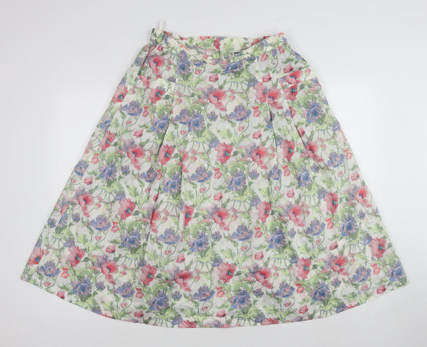 Orgin Womens Multicoloured Floral Cotton A-Line Skirt Size 16 Zip