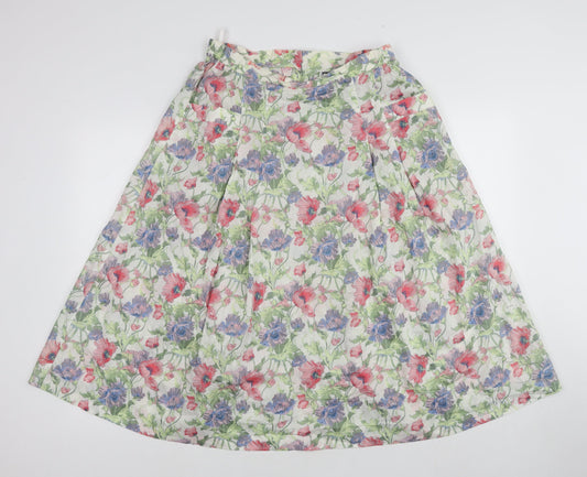 Orgin Womens Multicoloured Floral Cotton A-Line Skirt Size 16 Zip