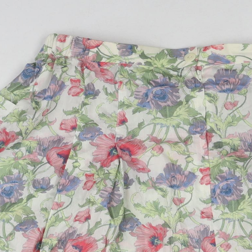 Orgin Womens Multicoloured Floral Cotton A-Line Skirt Size 16 Zip