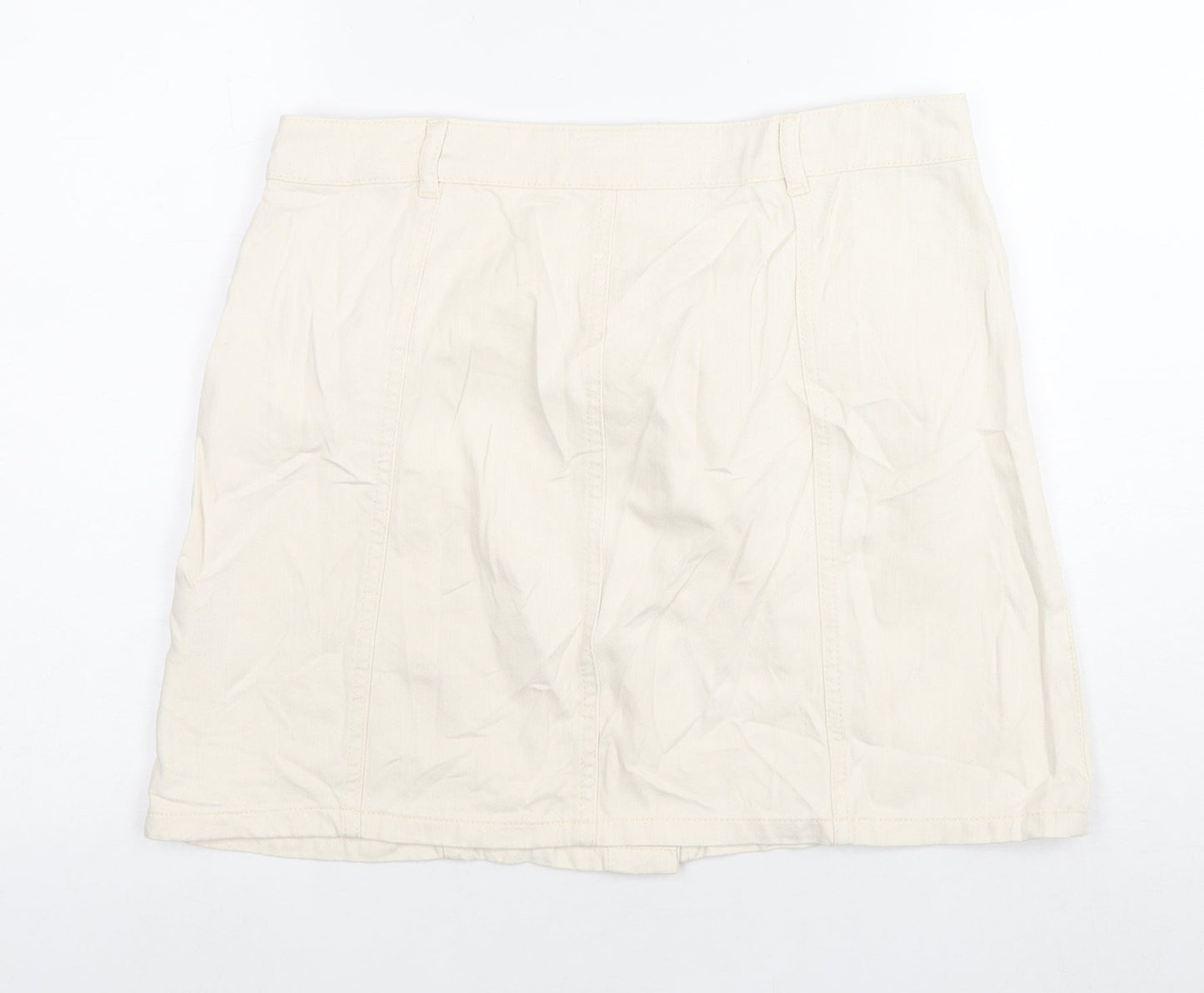 Per Una Womens Ivory Cotton A-Line Skirt Size 14 Zip