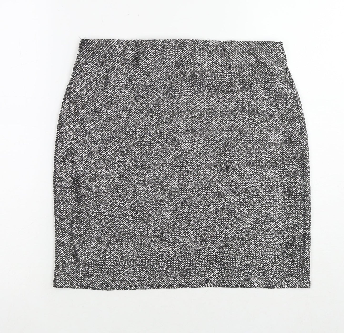 H&M Womens Silver Polyester A-Line Skirt Size M