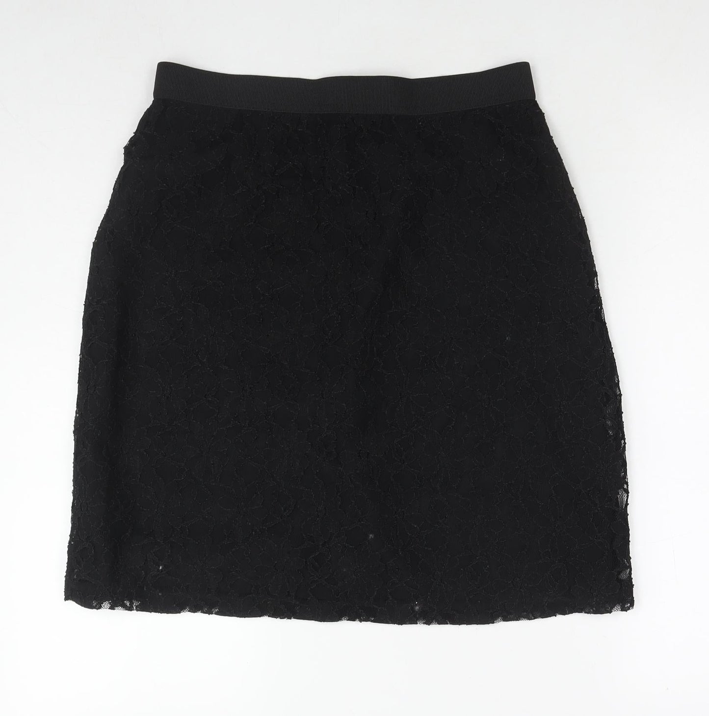 Tahari Womens Black Floral Nylon A-Line Skirt Size 4 Zip