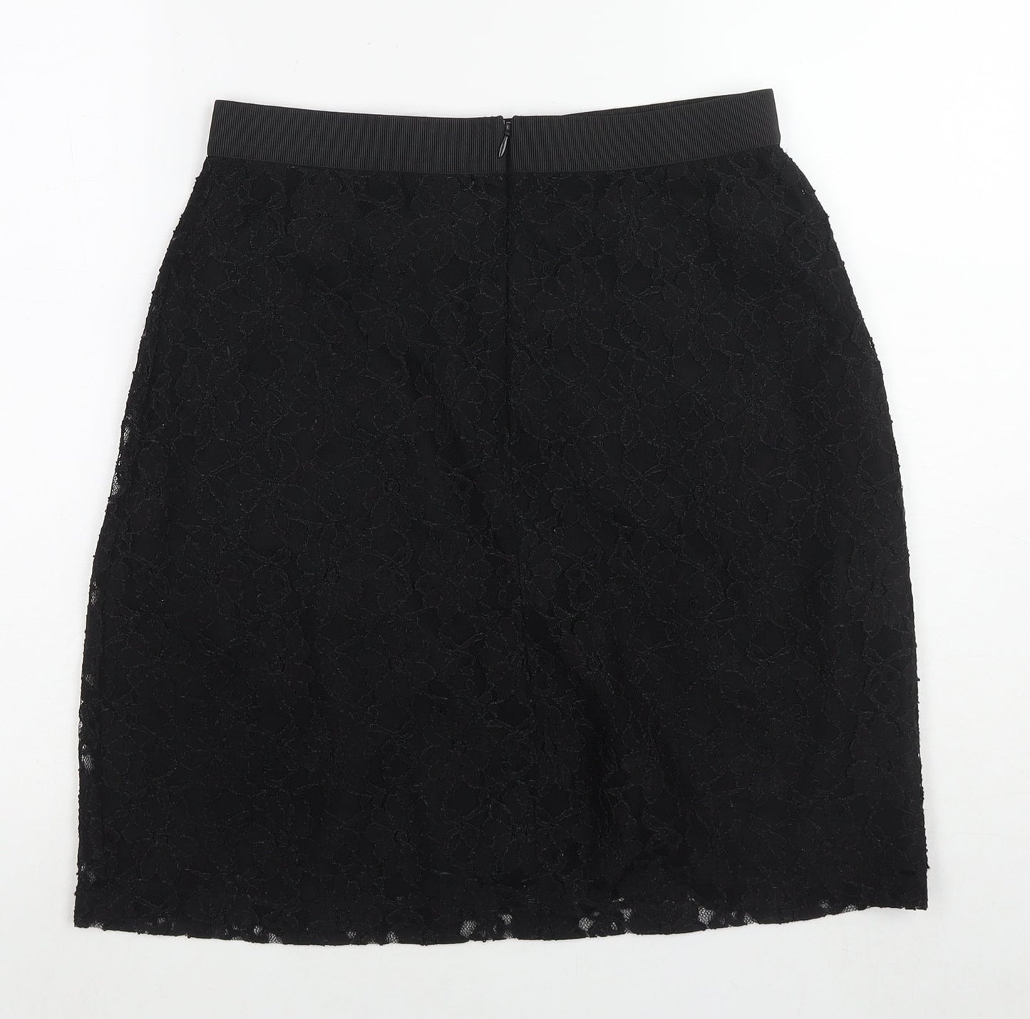 Tahari Womens Black Floral Nylon A-Line Skirt Size 4 Zip