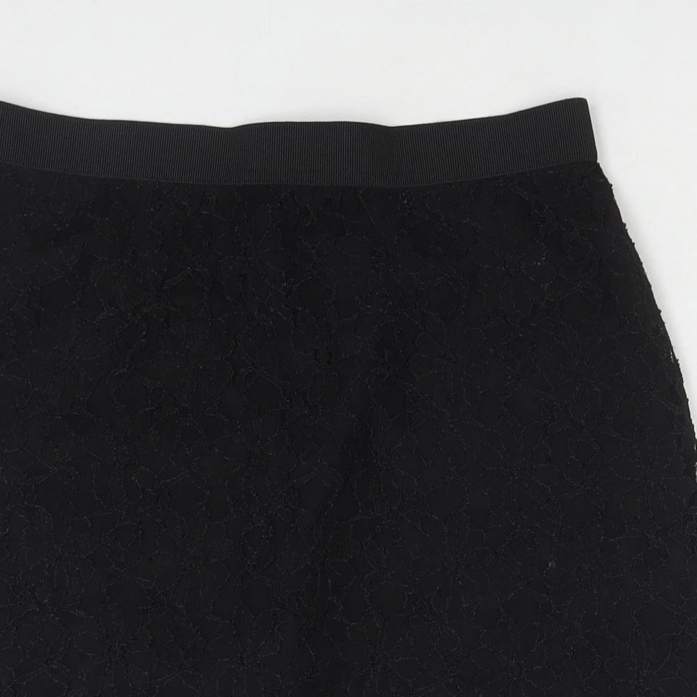 Tahari Womens Black Floral Nylon A-Line Skirt Size 4 Zip