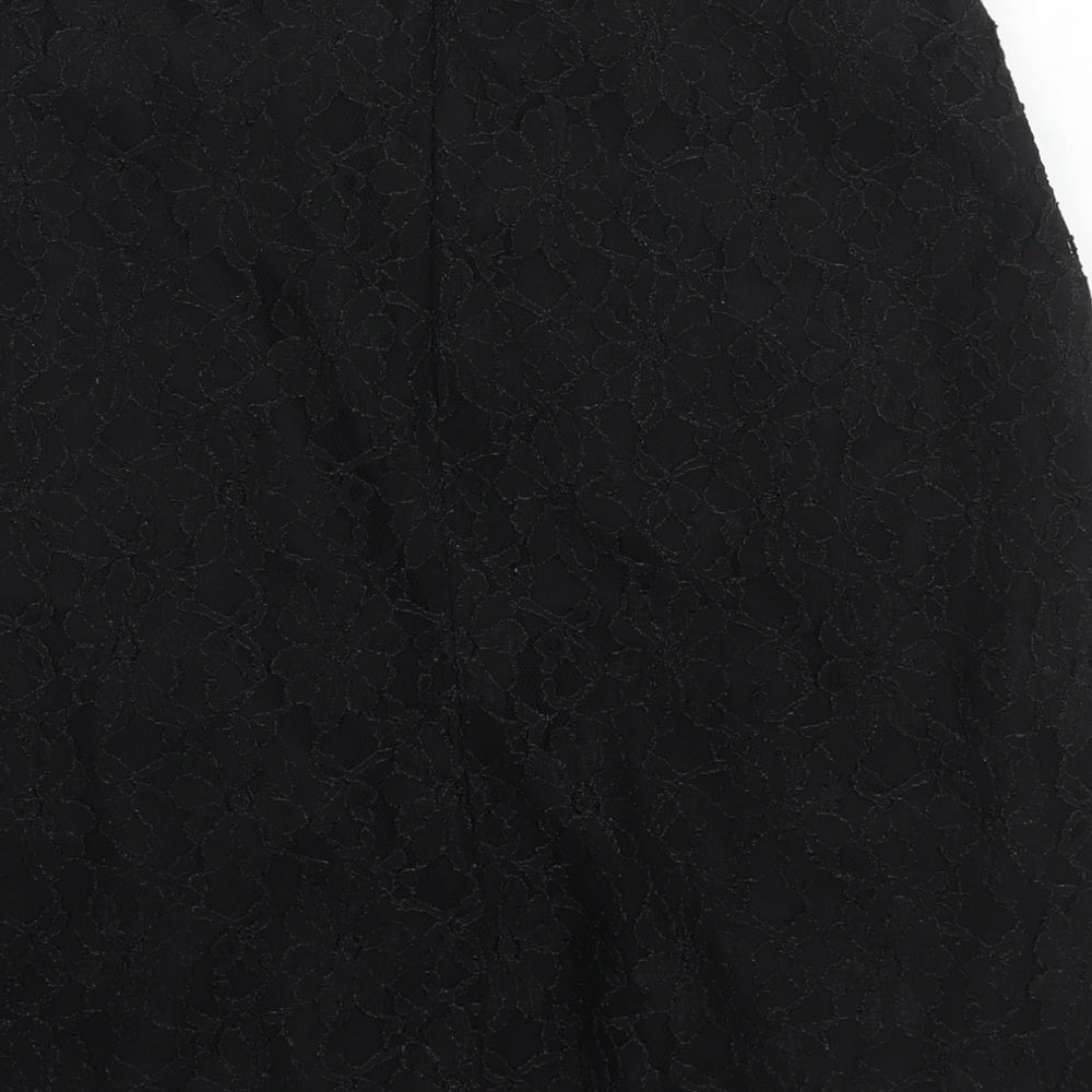 Tahari Womens Black Floral Nylon A-Line Skirt Size 4 Zip