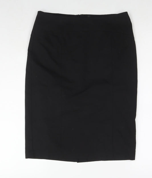 United Colors of Benetton Womens Black Polyester Straight & Pencil Skirt Size 14 Zip