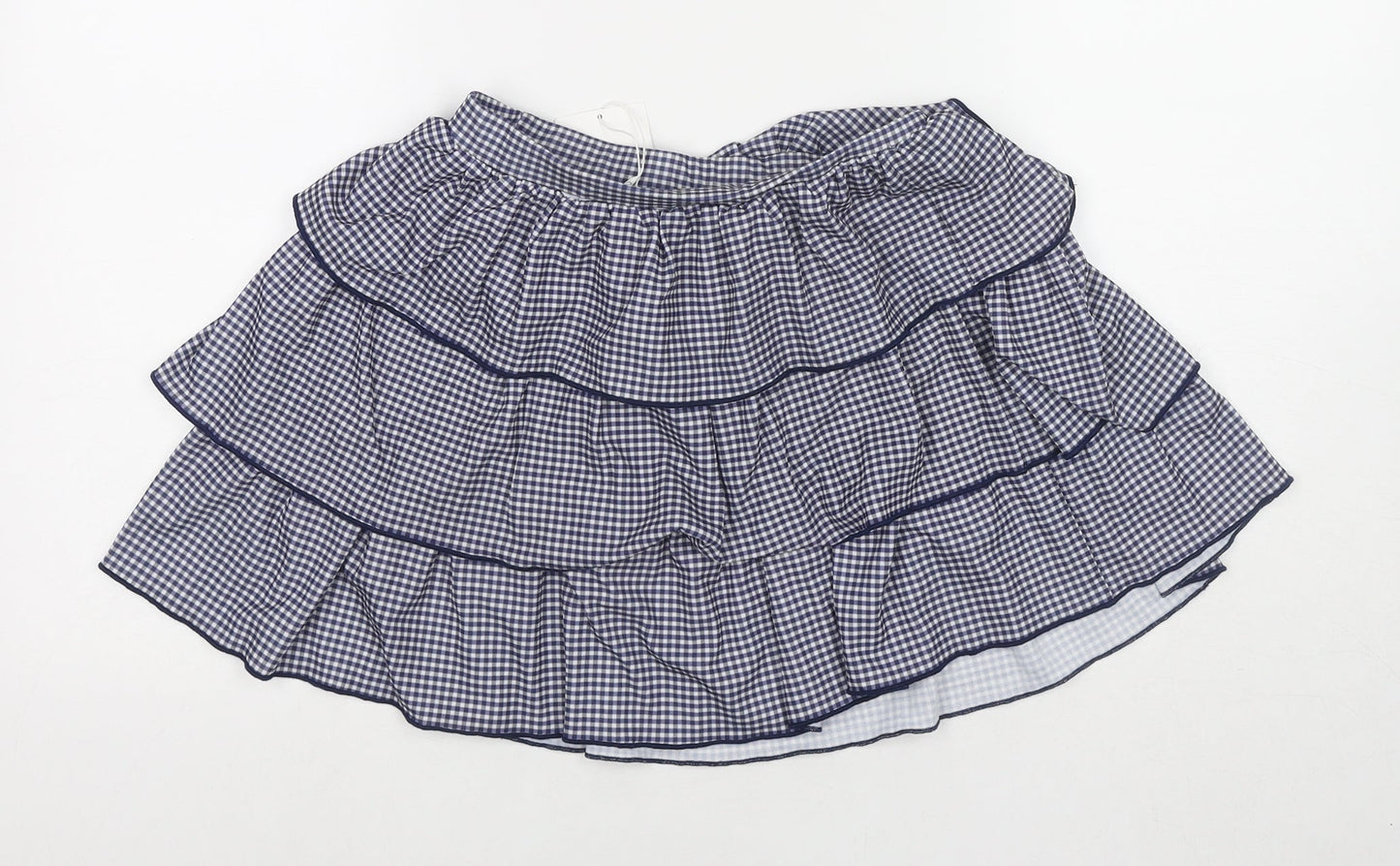 Zara Womens Blue Check Polyester Pleated Skirt Size S