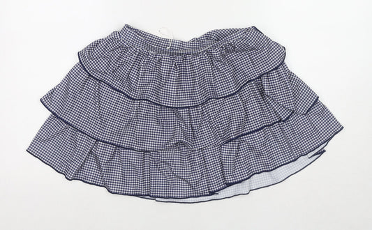 Zara Womens Blue Check Polyester Pleated Skirt Size S