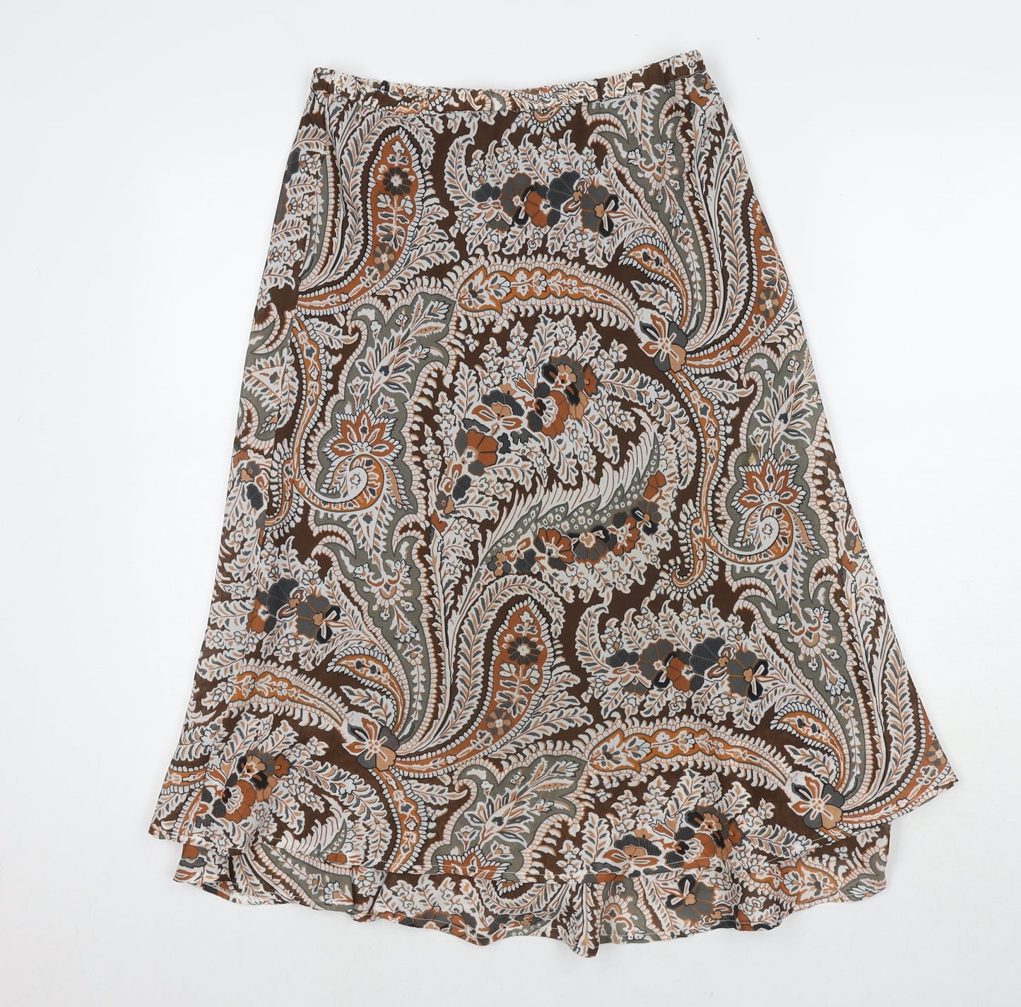 Oscar B. Womens Brown Paisley Polyester Swing Skirt Size 12