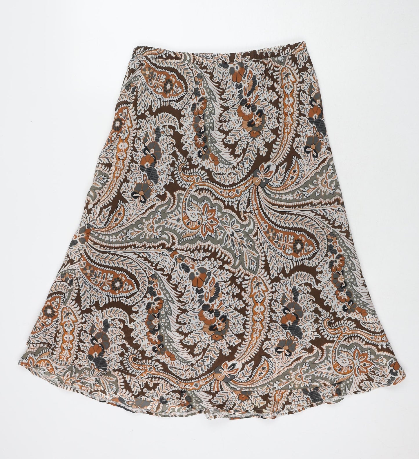 Oscar B. Womens Brown Paisley Polyester Swing Skirt Size 12