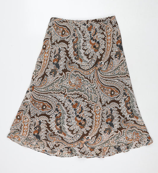 Oscar B. Womens Brown Paisley Polyester Swing Skirt Size 12