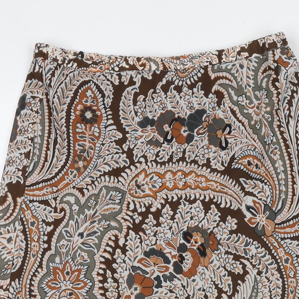 Oscar B. Womens Brown Paisley Polyester Swing Skirt Size 12