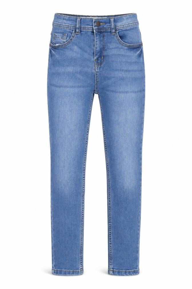 Front view of Denim & Co. girls’ blue cotton skinny jeans, size 10-11, years, 24-inch leg regular zip