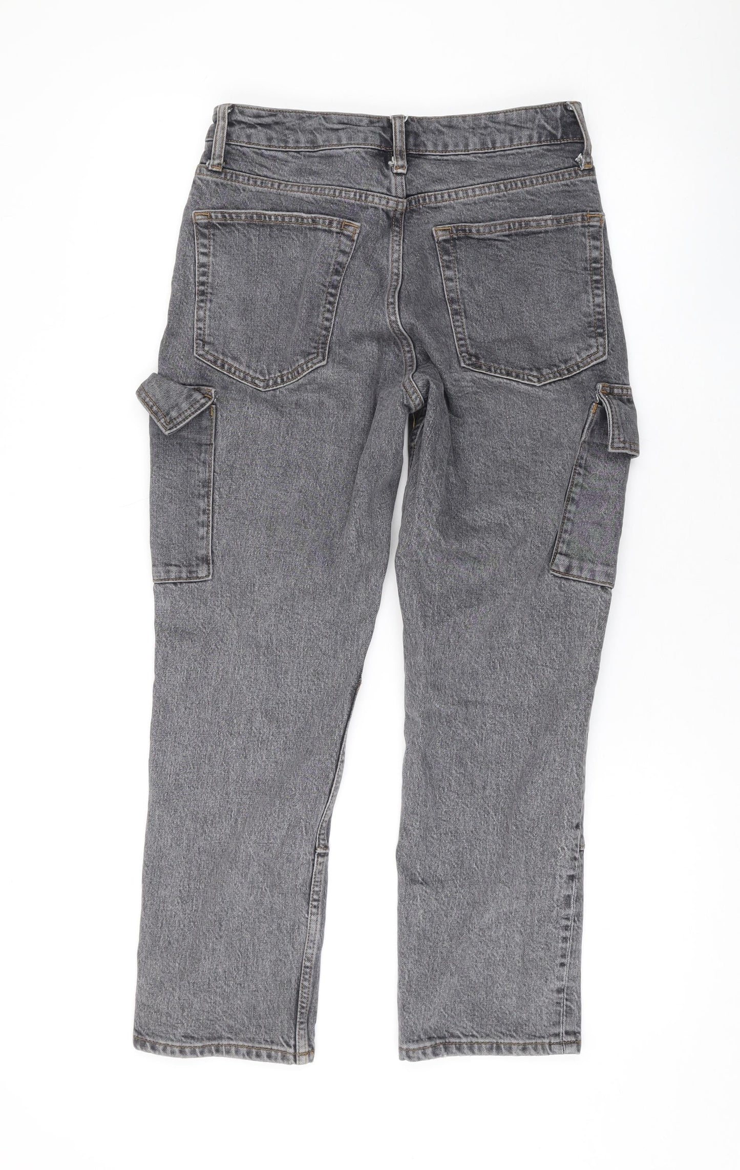 Topshop Womens Grey Cotton Straight Jeans Size 28 L25 in Regular Zip - Pockets
