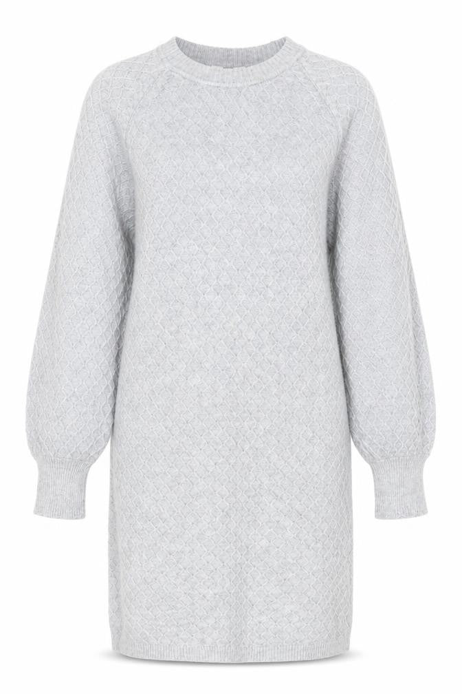 Front view of Object women’s grey round neck viscose jumper, size S