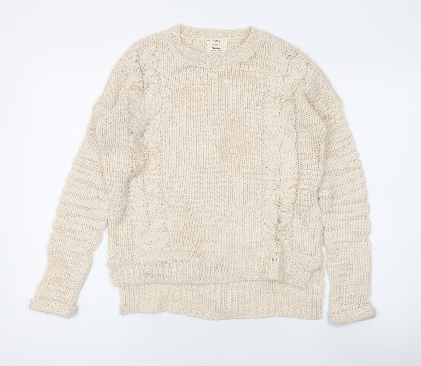 New Look Womens Beige Round Neck Acrylic Pullover Jumper Size 6